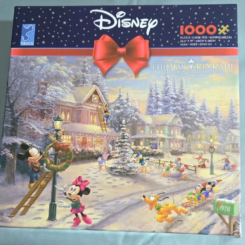 Disney Mickeys Victorian Christmas Ceaco 1000 Pc Thomas Kinkade Puzzle NEW